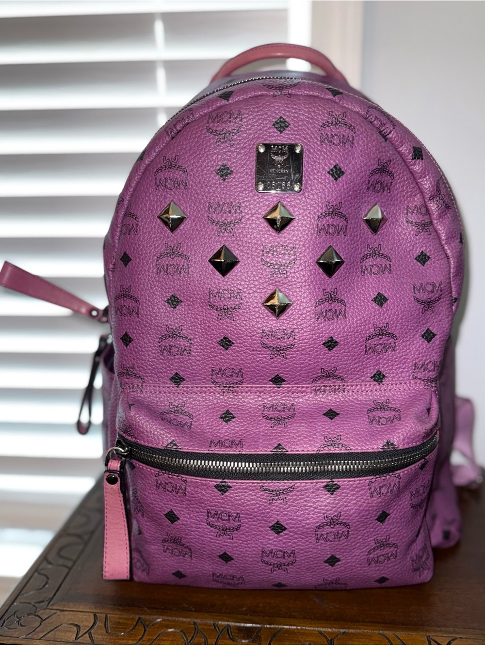 MCM Visetos Medium Sprinkle Stud Stark Backpack Purple